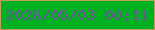 文字の大きさ：2、枠の色：bfa05e、背景の色：01b122、文字の色：685892 無料ブログパーツのブログ時計