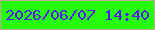 文字の大きさ：2、枠の色：bfa897、背景の色：26fe05、文字の色：5418f8 無料ブログパーツのブログ時計