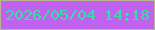 文字の大きさ：4、枠の色：bfb294、背景の色：bf62ee、文字の色：33e29e 無料ブログパーツのブログ時計