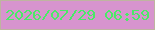 文字の大きさ：4、枠の色：bfb4a0、背景の色：d794ce、文字の色：49ea67 無料ブログパーツのブログ時計