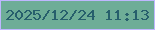 文字の大きさ：5、枠の色：bfb7fe、背景の色：6ead97、文字の色：275f6c 無料ブログパーツのブログ時計