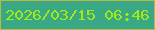 文字の大きさ：4、枠の色：bfb842、背景の色：39a885、文字の色：a1ea15 無料ブログパーツのブログ時計