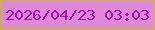 文字の大きさ：1、枠の色：bfc50c、背景の色：df8ad6、文字の色：b205ca 無料ブログパーツのブログ時計
