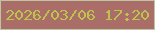 文字の大きさ：2、枠の色：bfc5a2、背景の色：aa6d68、文字の色：bcc44d 無料ブログパーツのブログ時計
