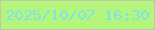 文字の大きさ：5、枠の色：bfcaa0、背景の色：b4f57e、文字の色：7ee2e6 無料ブログパーツのブログ時計