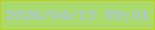 文字の大きさ：1、枠の色：bfcf20、背景の色：aada6b、文字の色：acc2f2 無料ブログパーツのブログ時計
