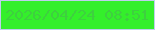 文字の大きさ：3、枠の色：bfcfec、背景の色：34ef2b、文字の色：3ed03f 無料ブログパーツのブログ時計