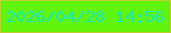 文字の大きさ：4、枠の色：bfd12f、背景の色：60f30b、文字の色：1eeab6 無料ブログパーツのブログ時計