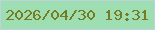 文字の大きさ：4、枠の色：bfd2da、背景の色：9ddfb2、文字の色：787b1f 無料ブログパーツのブログ時計
