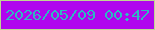 文字の大きさ：1、枠の色：bfd691、背景の色：b006ee、文字の色：2fb9c2 無料ブログパーツのブログ時計