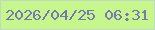 文字の大きさ：5、枠の色：bfd9c5、背景の色：c7f68c、文字の色：7479b0 無料ブログパーツのブログ時計