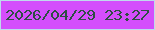 文字の大きさ：1、枠の色：bfd9ed、背景の色：d44efc、文字の色：2e4e44 無料ブログパーツのブログ時計