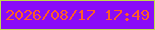 文字の大きさ：4、枠の色：bfdb4a、背景の色：8a0cf7、文字の色：fe5c27 無料ブログパーツのブログ時計