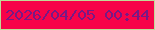 文字の大きさ：4、枠の色：bfdb97、背景の色：f70349、文字の色：771985 無料ブログパーツのブログ時計