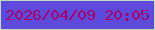 文字の大きさ：5、枠の色：bfdec1、背景の色：5f4adc、文字の色：9f0367 無料ブログパーツのブログ時計