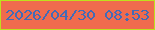 文字の大きさ：5、枠の色：bfe01d、背景の色：f06b4e、文字の色：426bb7 無料ブログパーツのブログ時計