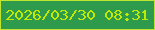 文字の大きさ：3、枠の色：bfe52f、背景の色：2e9a4b、文字の色：c0ea02 無料ブログパーツのブログ時計
