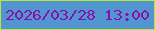 文字の大きさ：3、枠の色：bfe534、背景の色：5196d1、文字の色：8910a8 無料ブログパーツのブログ時計