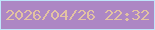 文字の大きさ：1、枠の色：bfe5fa、背景の色：ad87c4、文字の色：e2c2a2 無料ブログパーツのブログ時計