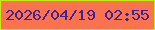 文字の大きさ：4、枠の色：bfed12、背景の色：fa734e、文字の色：422396 無料ブログパーツのブログ時計