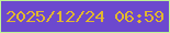 文字の大きさ：2、枠の色：bff395、背景の色：6c49ce、文字の色：e1b72f 無料ブログパーツのブログ時計