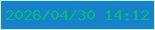 文字の大きさ：5、枠の色：bff3d6、背景の色：1881cb、文字の色：01bc7b 無料ブログパーツのブログ時計
