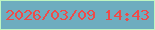 文字の大きさ：5、枠の色：bff6c2、背景の色：6eadbf、文字の色：ef4b48 無料ブログパーツのブログ時計