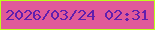 文字の大きさ：4、枠の色：bffe1b、背景の色：e0599a、文字の色：611fad 無料ブログパーツのブログ時計