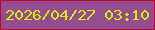 文字の大きさ：3、枠の色：c0002c、背景の色：944e90、文字の色：d9ed04 無料ブログパーツのブログ時計
