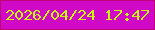 文字の大きさ：1、枠の色：c00478、背景の色：cf09c6、文字の色：c6f415 無料ブログパーツのブログ時計