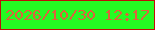 文字の大きさ：1、枠の色：c00d07、背景の色：25fb22、文字の色：dd633c 無料ブログパーツのブログ時計