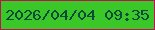 文字の大きさ：2、枠の色：c00e57、背景の色：3ac828、文字の色：0c493d 無料ブログパーツのブログ時計