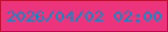 文字の大きさ：1、枠の色：c01037、背景の色：ec347d、文字の色：058ac5 無料ブログパーツのブログ時計