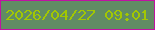 文字の大きさ：2、枠の色：c012a2、背景の色：618c64、文字の色：a2c702 無料ブログパーツのブログ時計
