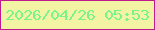 文字の大きさ：1、枠の色：c01a8f、背景の色：f2f4a4、文字の色：79f38c 無料ブログパーツのブログ時計