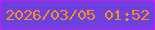 文字の大きさ：1、枠の色：c01dfa、背景の色：6e40de、文字の色：ef921f 無料ブログパーツのブログ時計