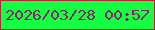 文字の大きさ：2、枠の色：c02138、背景の色：15ff43、文字の色：812564 無料ブログパーツのブログ時計