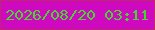 文字の大きさ：4、枠の色：c0266b、背景の色：ce09bf、文字の色：45d72e 無料ブログパーツのブログ時計