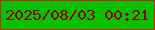 文字の大きさ：2、枠の色：c02718、背景の色：09c104、文字の色：900209 無料ブログパーツのブログ時計