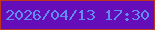 文字の大きさ：3、枠の色：c0361b、背景の色：660dba、文字の色：638aee 無料ブログパーツのブログ時計