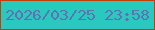 文字の大きさ：4、枠の色：c03f02、背景の色：2ac9bf、文字の色：6071b2 無料ブログパーツのブログ時計