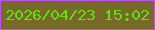 文字の大きさ：4、枠の色：c04ff5、背景の色：776a29、文字の色：67dd13 無料ブログパーツのブログ時計