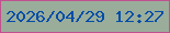 文字の大きさ：4、枠の色：c0508f、背景の色：9aad9a、文字の色：034da8 無料ブログパーツのブログ時計
