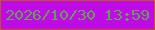 文字の大きさ：5、枠の色：c05322、背景の色：be0ae6、文字の色：679f56 無料ブログパーツのブログ時計