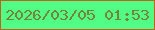 文字の大きさ：1、枠の色：c0641d、背景の色：51fd85、文字の色：748636 無料ブログパーツのブログ時計