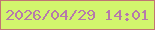 文字の大きさ：5、枠の色：c07573、背景の色：d2f56d、文字の色：b67aab 無料ブログパーツのブログ時計