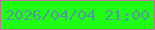 文字の大きさ：4、枠の色：c0759b、背景の色：1ffd10、文字の色：5398a2 無料ブログパーツのブログ時計