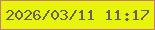 文字の大きさ：1、枠の色：c07e77、背景の色：e8f50a、文字の色：636261 無料ブログパーツのブログ時計