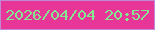 文字の大きさ：4、枠の色：c089d3、背景の色：e73598、文字の色：86e792 無料ブログパーツのブログ時計