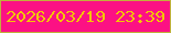 文字の大きさ：4、枠の色：c0b13c、背景の色：fc1184、文字の色：f2c506 無料ブログパーツのブログ時計